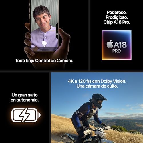 Apple iPhone 16 Pro de 512 GB: teléfono inteligente 5G Con Control de Cámara, Grabación en 4K A 120 F/S Con Dolby Vision y Un Gran Salto En Autonomía. Compatible Con los AirPods; Titanio natural - Imagen 6